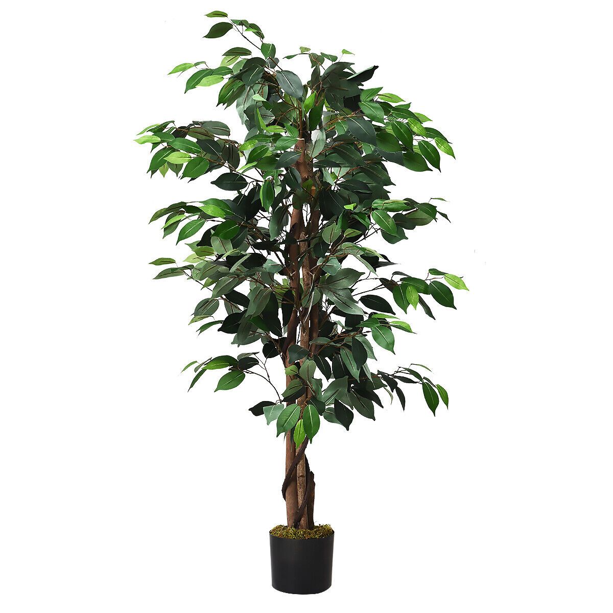 120CM Artificial Ficus Tree with Plastic Pot and Natural Trunk